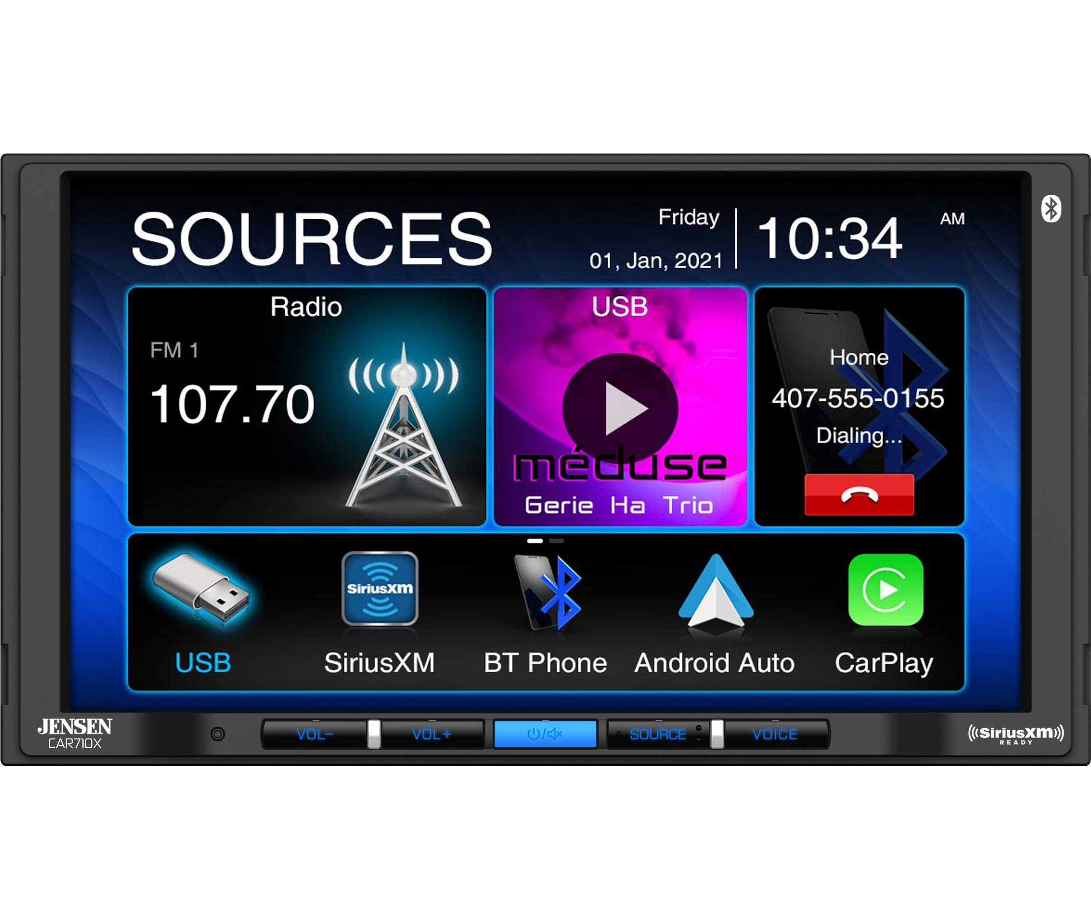  JENSEN CAR710X 7 मेकलेस मल्टीमीडिया रिसीवर एप्पल कारप्ले के साथ l एंड्रॉइड ऑटो l SiriusXM-रेडी...
