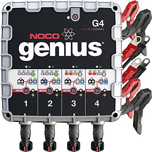 NOCO जीनियस G4 6V - 12V 7AH के लिए 12V 4 बैंक स्मार्ट चार्जर / मेंटेनर