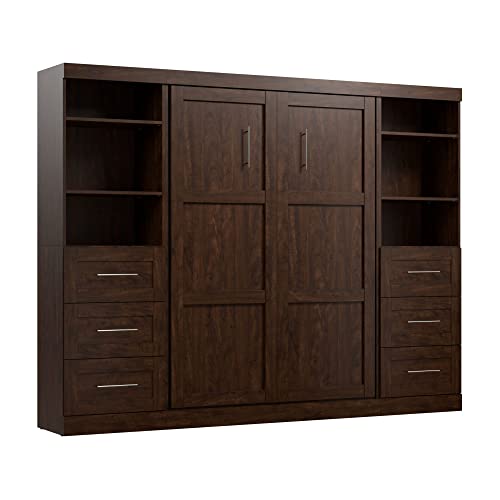 Bestar Murphy Bed and 2 Shelving Units with Drawers, Space-Saving Wall Bed