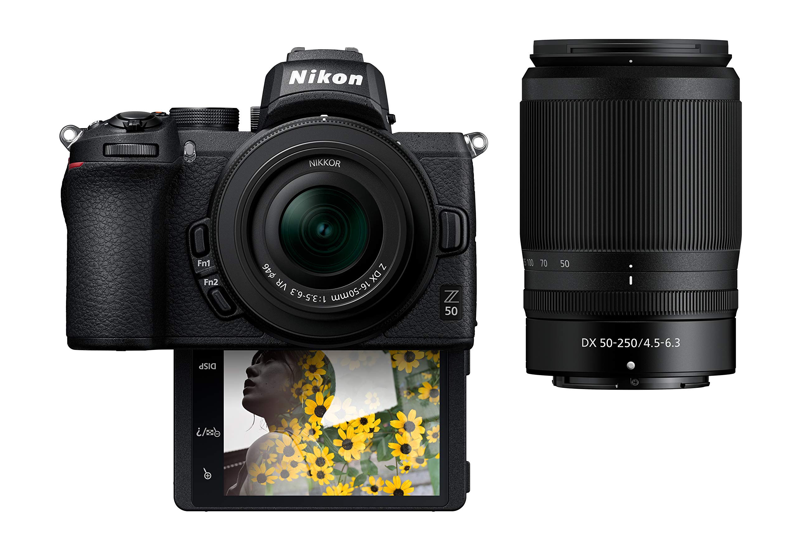  Nikon Z50 कॉम्पैक्ट मिररलेस डिजिटल कैमरा फ्लिप अंडर 'सेल्फी/व्लॉगर' एलसीडी के साथ...