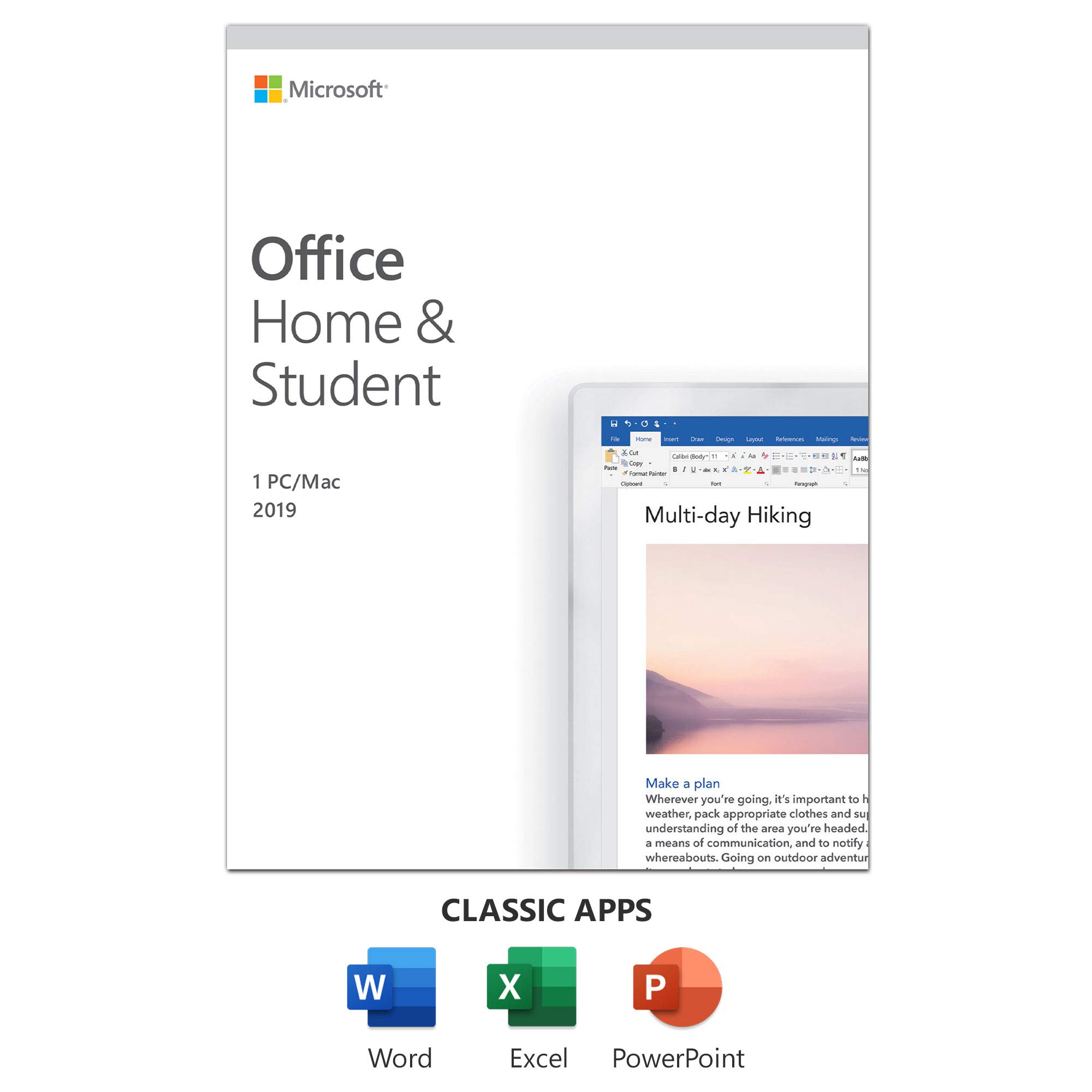 Microsoft ऑफिस 2019 होम एंड स्टूडेंट - बॉक्स पैक - 1 पीसी/मैक