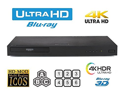  HDI LG UHD 4K रीजन फ्री ब्लू रे डिस्क डीवीडी प्लेयर - PAL NTSC अल्ट्रा HD - USB - विश्वव्यापी उप...