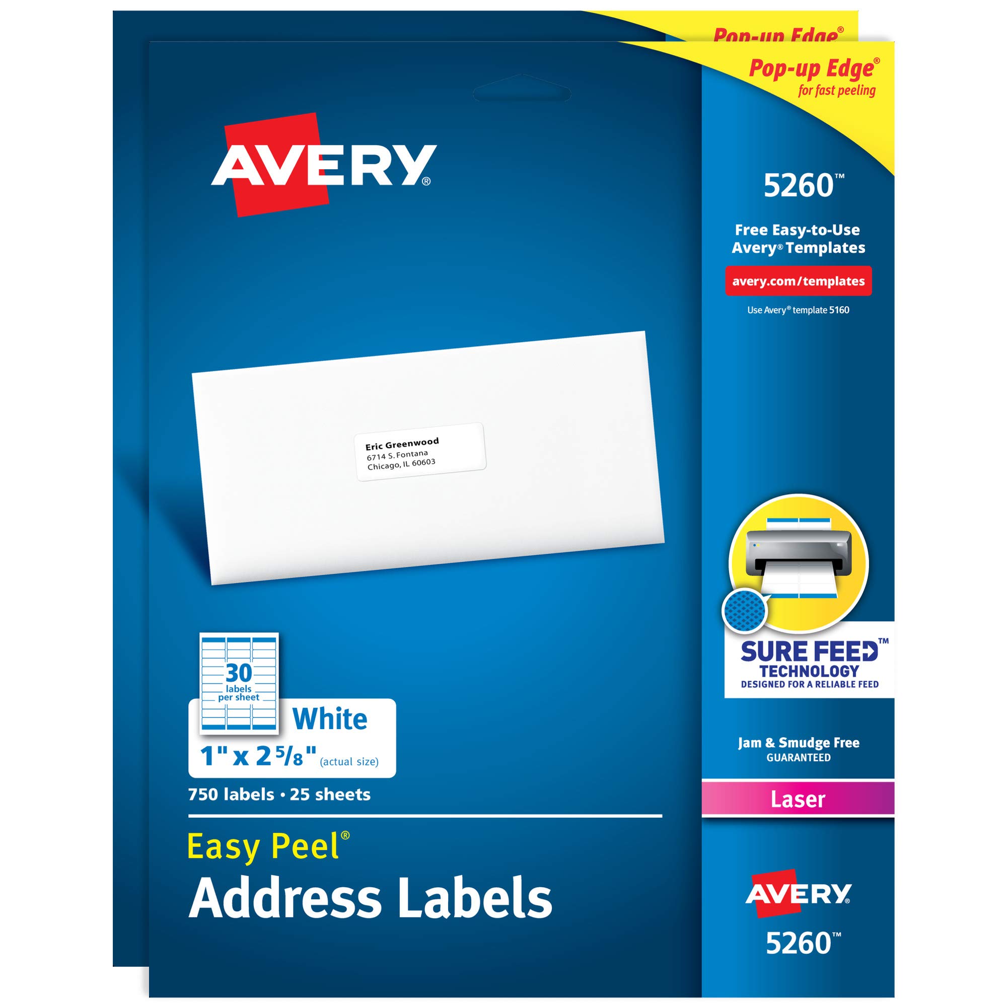 Avery 5160 आसान छील पता लेबल...
