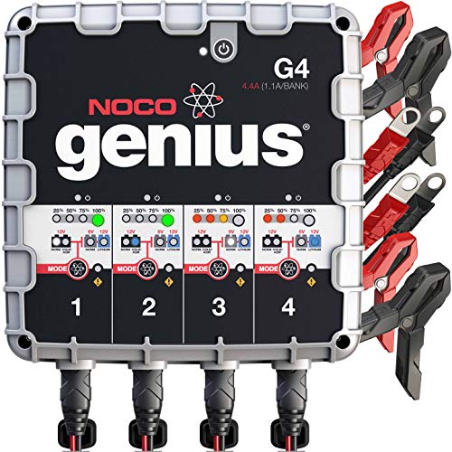 NOCO Genius G4 6V/12V 4.4 Amp 4-बैंक बैटरी चार्जर और मेंटेनर