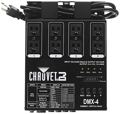 CHAUVET DJ डीजे डीएमएक्स-4 एलईडी लाइटिंग डिमर/रिले पैक | प्रकाश सहायक उपकरण