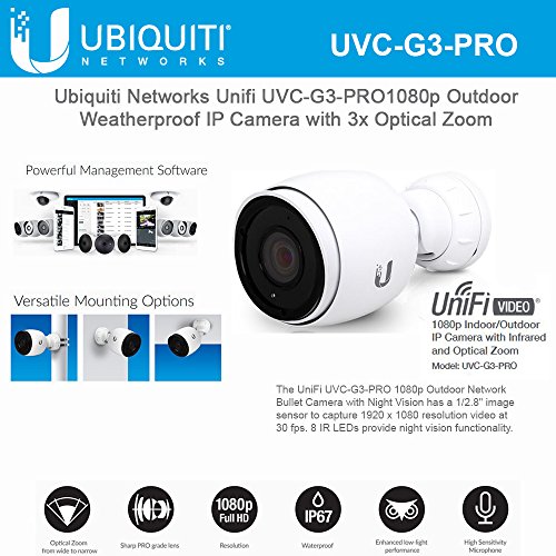 Ubiquiti Networks Ubiquiti Network UniFi UVC-G3-PRO 1080p 3x ऑप्टिकल ज़ूम के साथ आउटडोर वेदरप्रूफ आईपी कैमरा