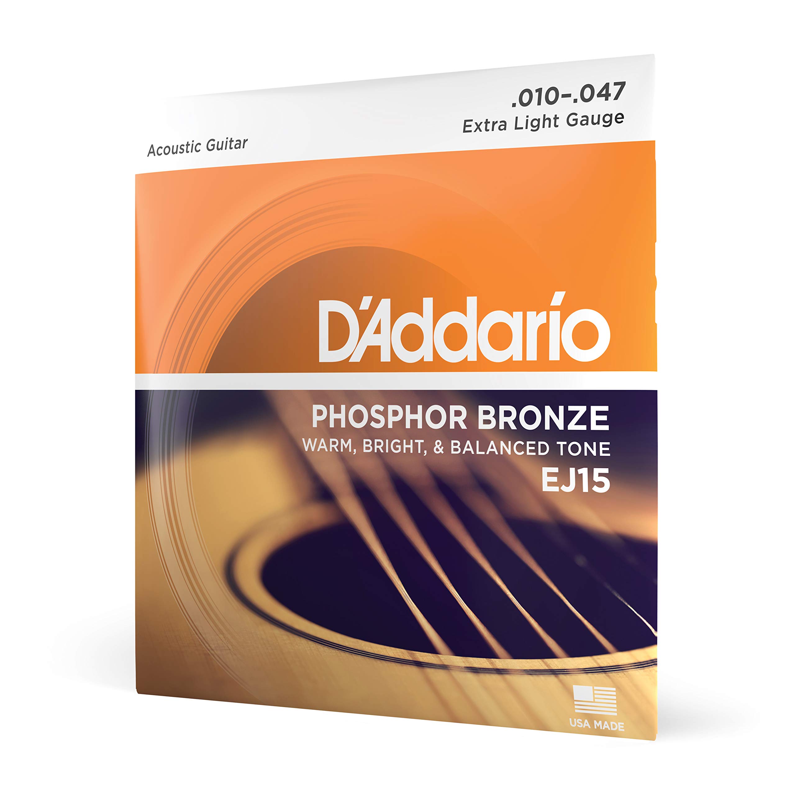 D'Addario गिटार स्ट्रिंग्स - फॉस्फोर कांस्य ध्वनिक गिटार स्ट्रिंग्स