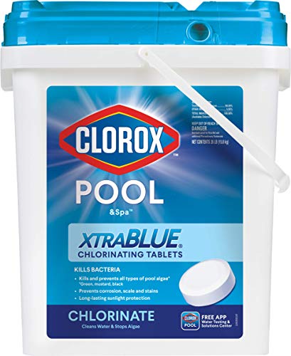  Clorox पूल एंड स्पा एक्स्ट्राब्लू 3' लंबे समय तक चलने वाली क्लोरीनेटिंग टैबलेट 35...
