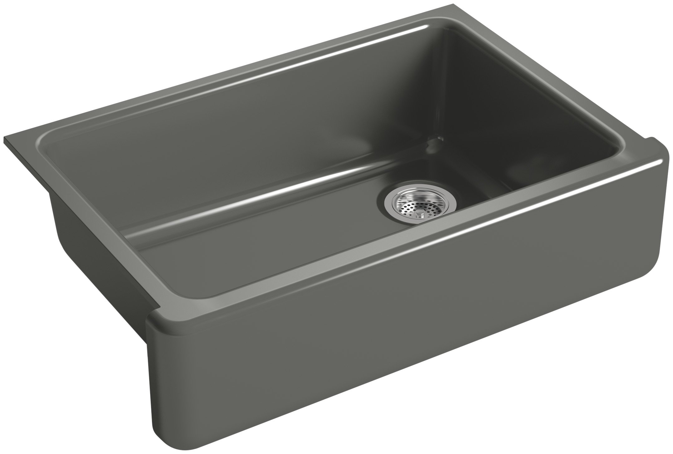 KOHLER K-5827-58 Whitehaven Farmhouse Self-Trimming Undermount Single-Bowl Sink with Tall Apron, Thunder Grey