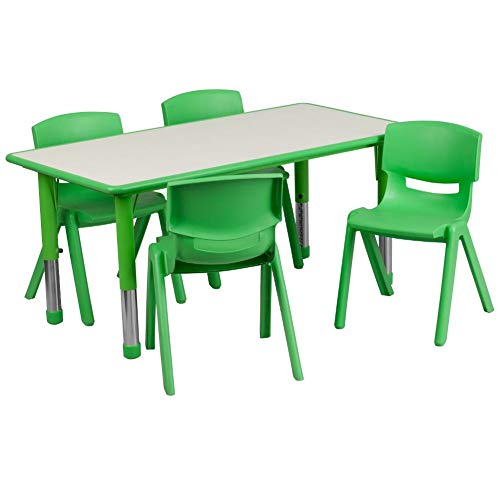  Flash Furniture 23.625''W x 47.25''L आयताकार हरे रंग की प्लास्टिक की ऊँचाई समायोज्य गतिविधि तालिका...