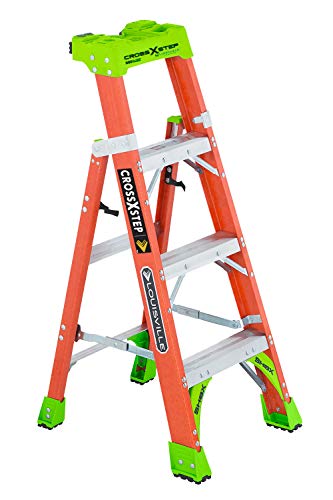  Louisville Ladder क्रॉस-स्टेप फाइबरग्लास 300 पौंड ड्यूटी रेटिंग प्रकार IA स्टेप/शेल्फ सीढ...