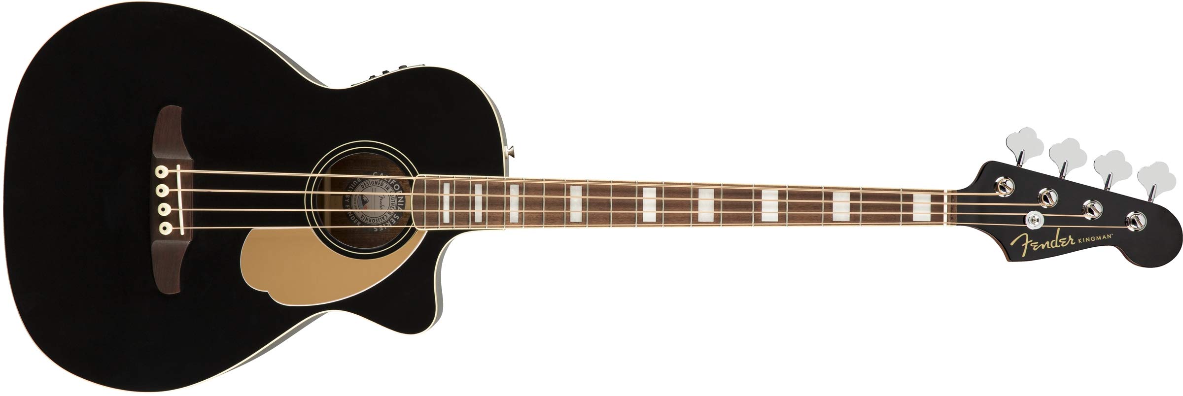 Fender किंगमैन ध्वनिक बास गिटार (V2) - काला - बैग के सा...