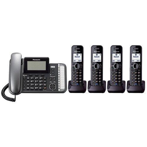Panasonic KX-TG9582B + 2 KX-TGA950B कॉर्डेड/कॉर्डलेस कॉम्बिनेशन टेलीफोन 2-लाइन DECT 6.0 सिस्टम