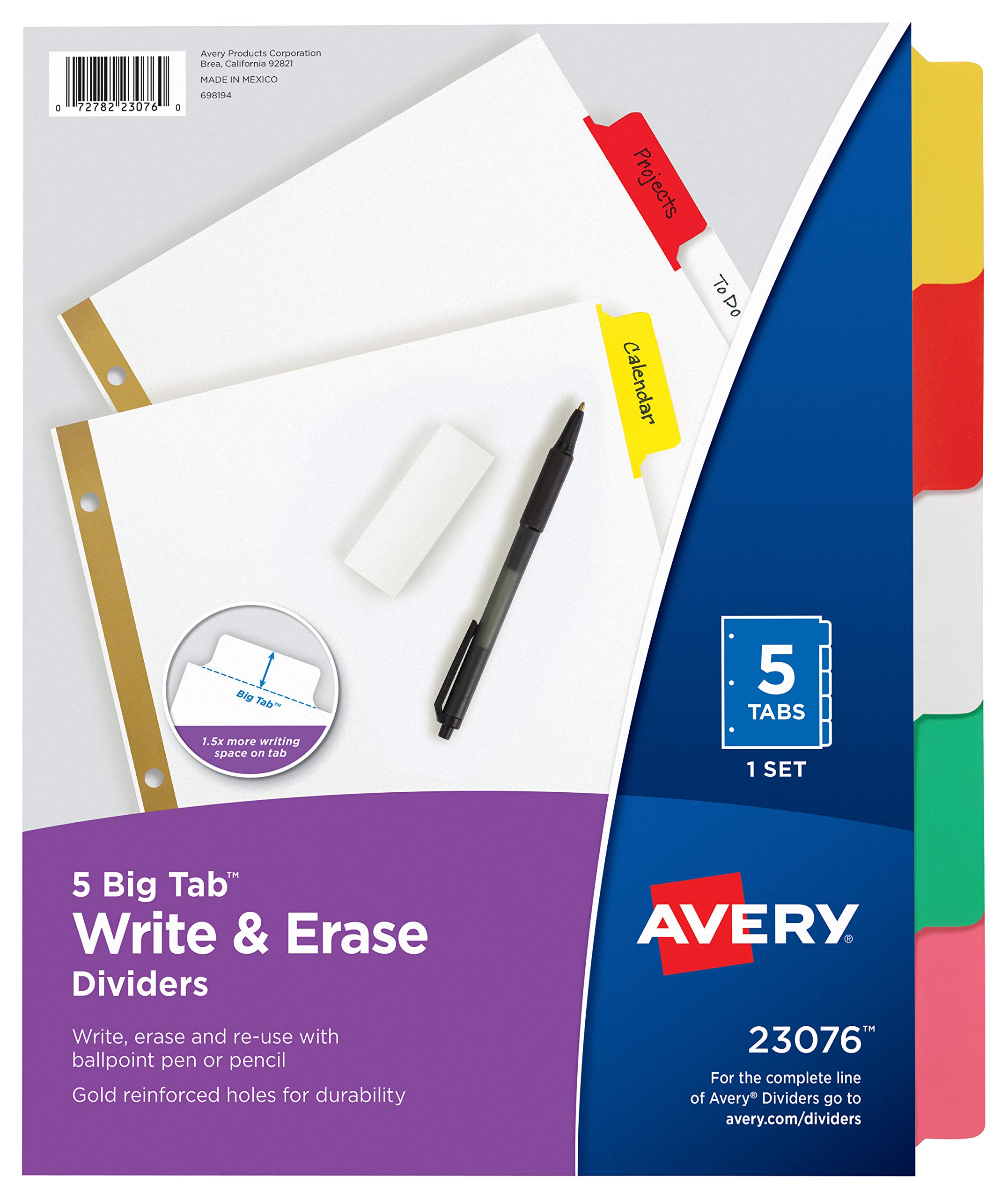 Avery 8 टैब बाइंडर डिवाइडर सफेद बड़े टैब लिखें और मिटाए...