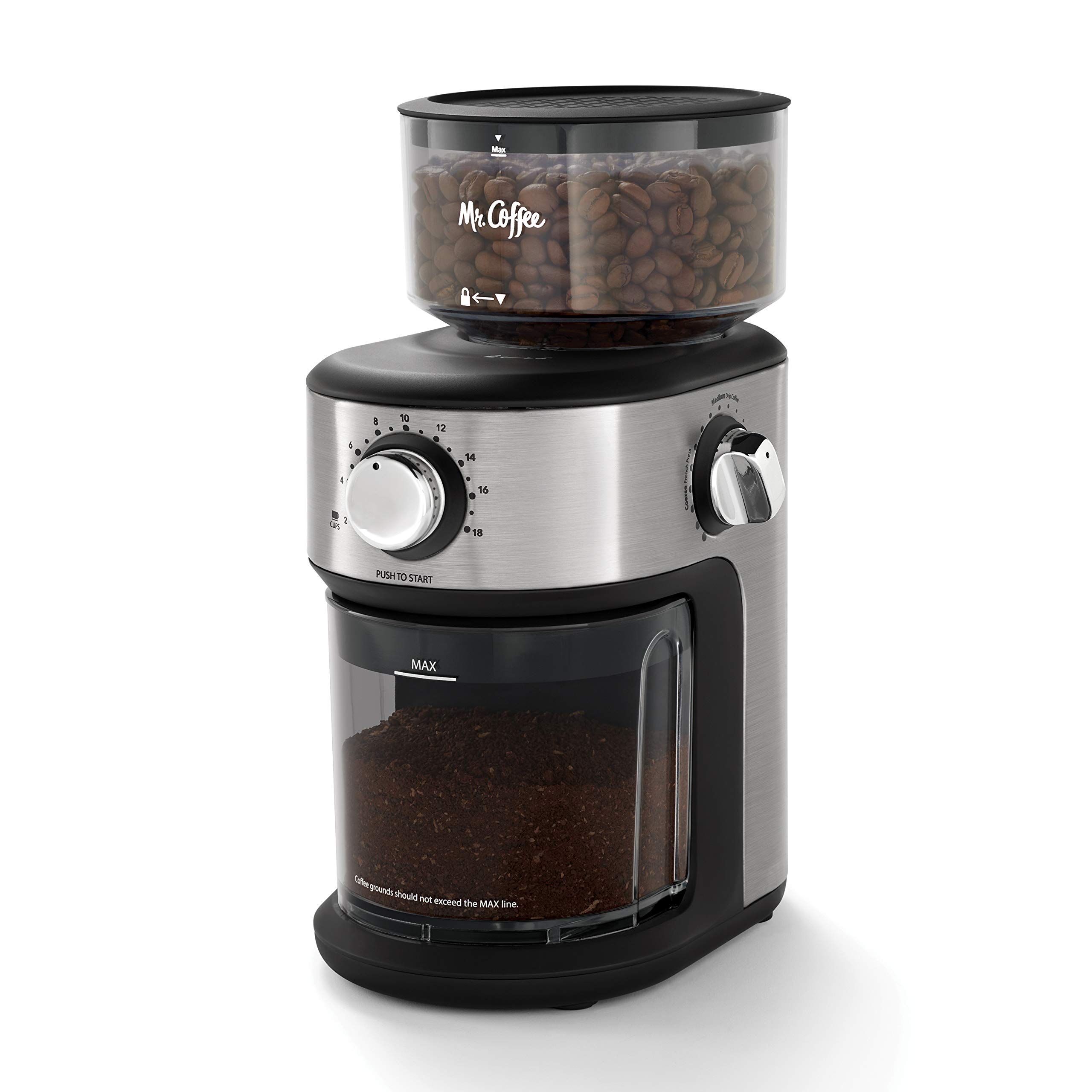 Mr. Coffee 18 कस्टम ग्राइंडर के साथ स्वचालित बूर मिल कॉफी ग्राइंडर