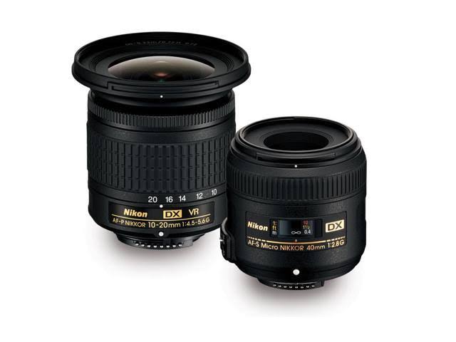 Nikon लैंडस्केप और मैक्रो दो लेंस किट 10-20 मिमी f / 4.5-5.6G VR और 40 मिमी f / 2.8G के साथ