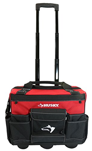  Husky GP-43196N13 18' 600-डेनियर रेड वाटर रेसिस्टेंट कॉन्ट्रैक्टर का रोलिंग टूल टोट बैग टे...