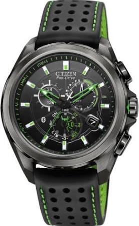  Citizen पुरुषों की AT7035-01E इको-ड्राइव ब्लैक स्टेनलेस स्टील घड़ी हरे रंग के लहजे के साथ...