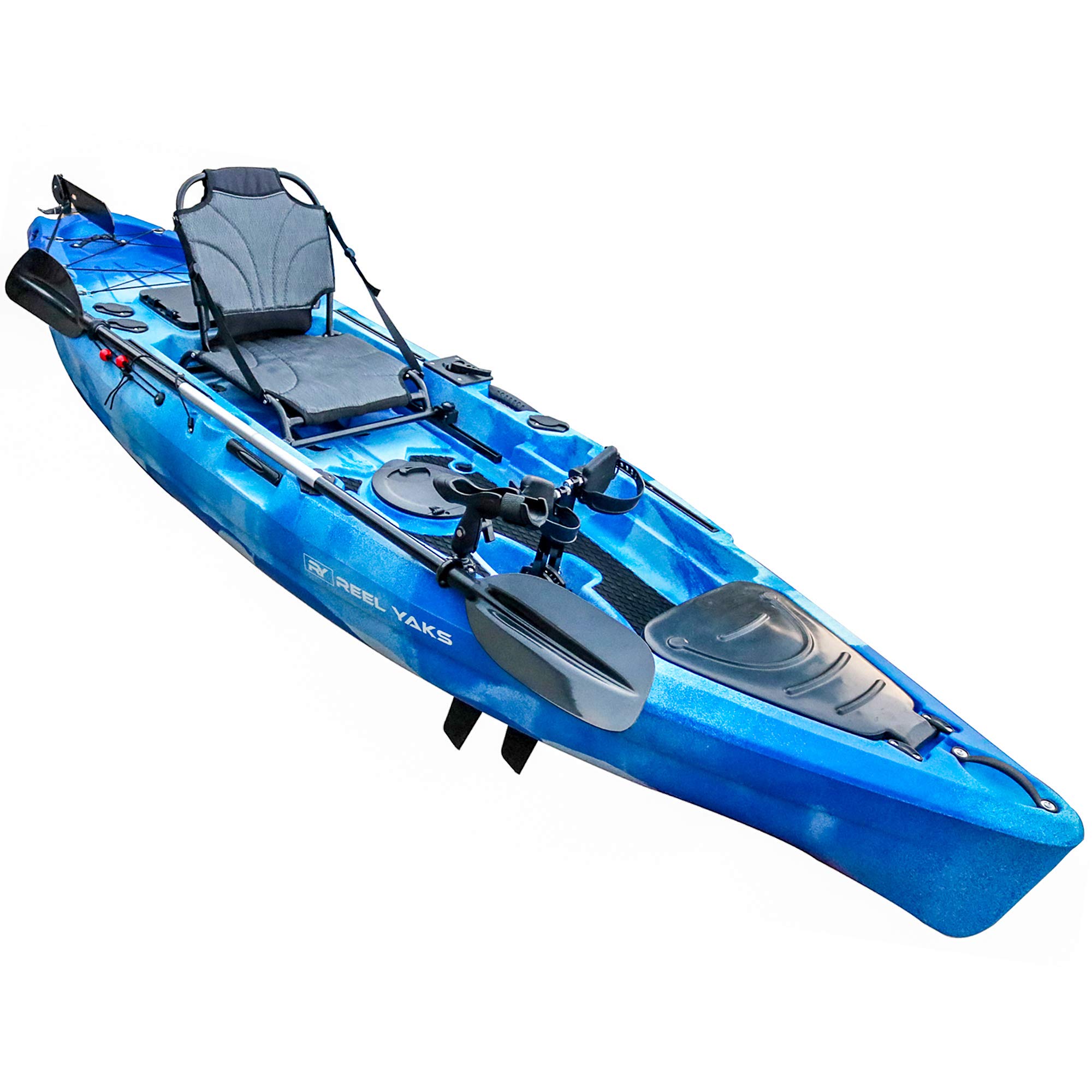  Reel Yaks Pedal Kayak Fishing Angler 11’ | sit on top or Stand | 500lbs Capacity for Adult Youths Kids| Suitable for Ocean Lakes Rivers | Foot or Paddle Drive Motor| Pesca canoas caiaques caña pescar...