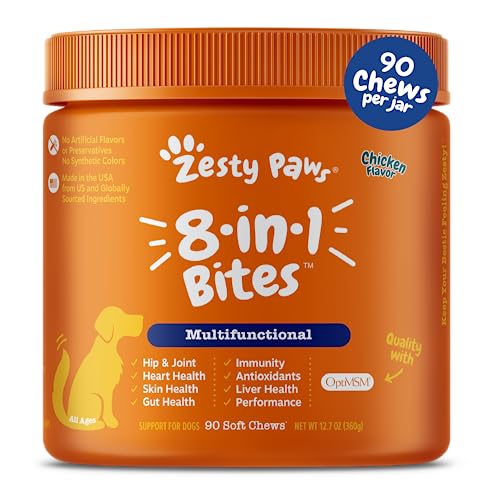 Zesty Paws कुत्तों के लिए बहुकार्यात्मक पूरक - आंत और प्रतिरक्षा स्वास्थ्य के लिए...