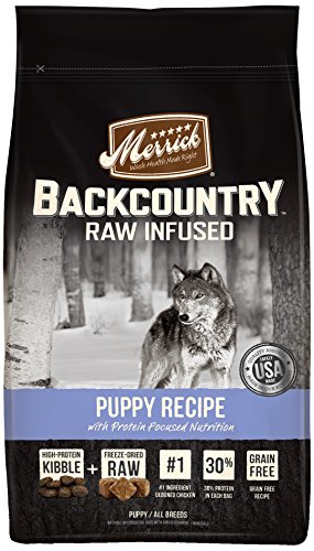  Merrick बैककंट्री रॉ इन्फ्यूज्ड अनाज मुक्त और स्वस्थ अनाज के साथ सूखा कुत्ता भोजन...