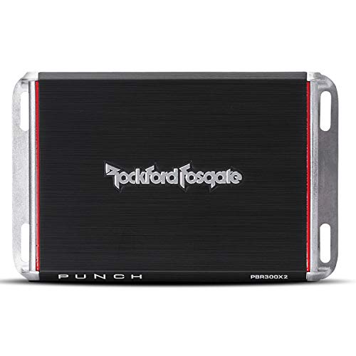 Rockford Fosgate PBR300X2 पंच 300 वॉट 2 चैनल बूस्टेड रेल एम्पलीफायर