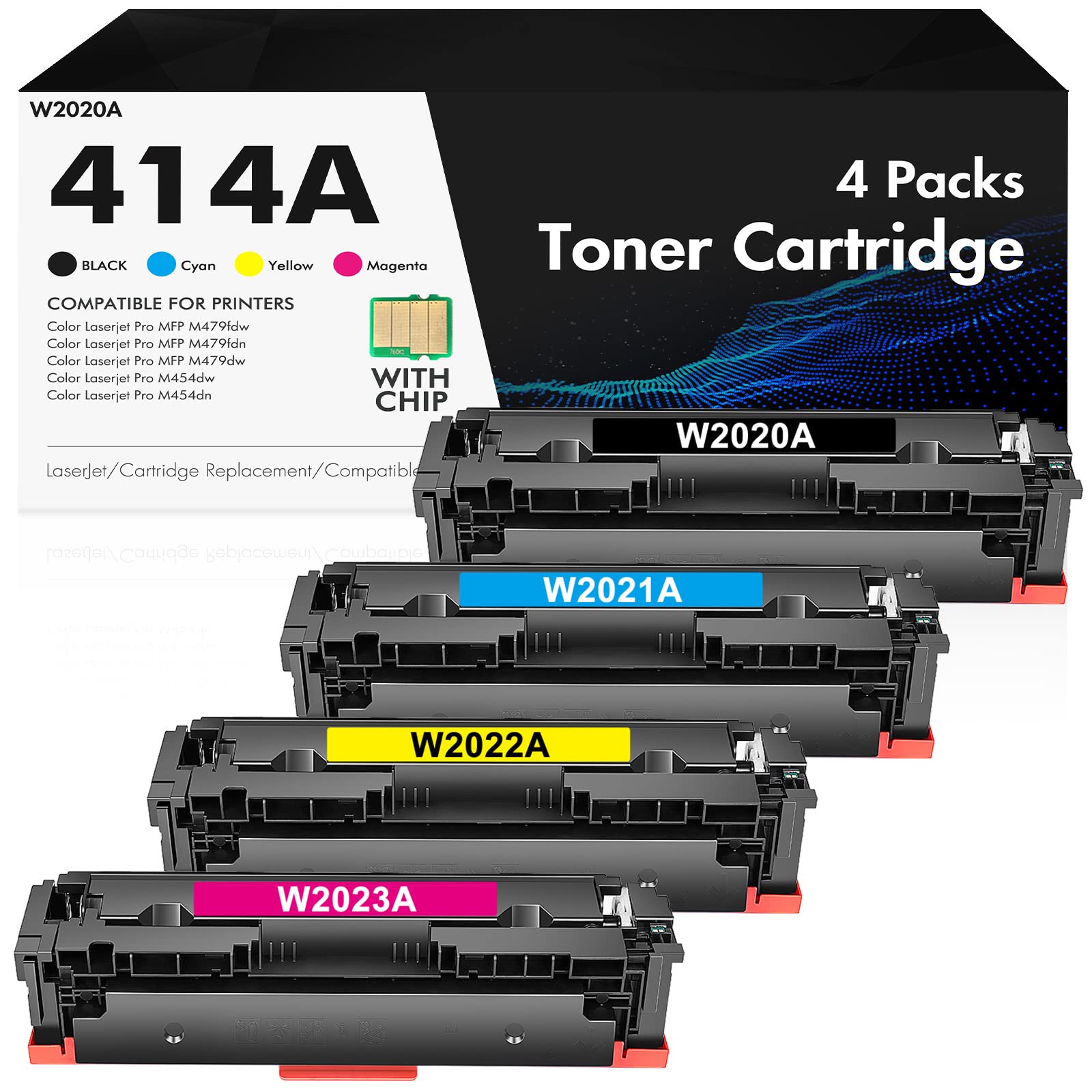  INFITONER 414A टोनर कार्ट्रिज 4 पैक (चिप के साथ) HP कलर प्रो MFP M479fdw M479fdn M454dw M454dn प्रिंटर इंक के...