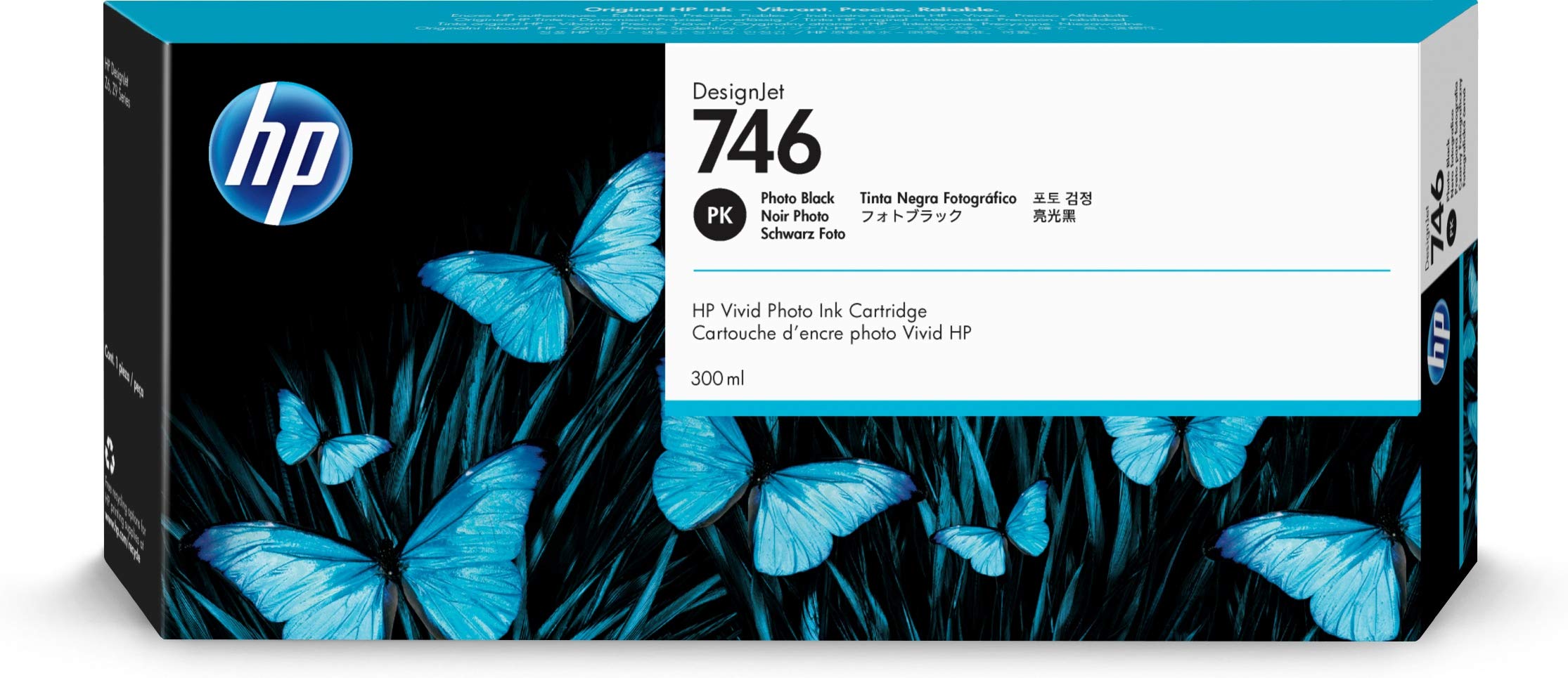  HP डिज़ाइनजेट Z6 और Z9+ बड़े प्रारूप प्रिंटर के लिए 746 फोटो ब्लैक 300-एमएल असली इंक...