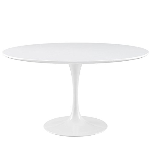 Modway लिप्पा 54' सफेद रंग में गोल डाइनिंग टेबल