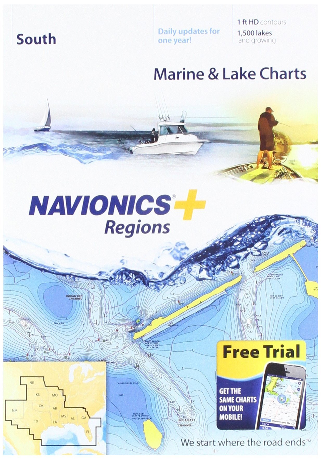 Navionics एसडी/एमएसडी पर प्लस क्षेत्र दक्षिण समुद्री और...
