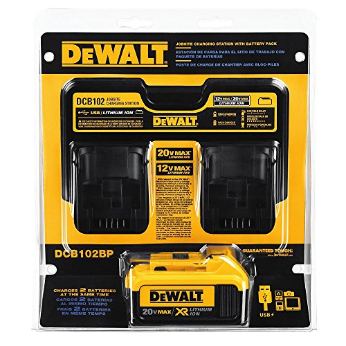 DEWALT 4Ah बैटरी पैक (DCB102BP) के साथ जॉबसाइट के लिए 20V MAX* चार्जिंग स्टेशन