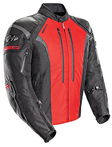 Joe Rocket एटॉमिक 5.0 पुरुषों के लिए काला/लाल कपड़ा जैकेट - बड़ा
