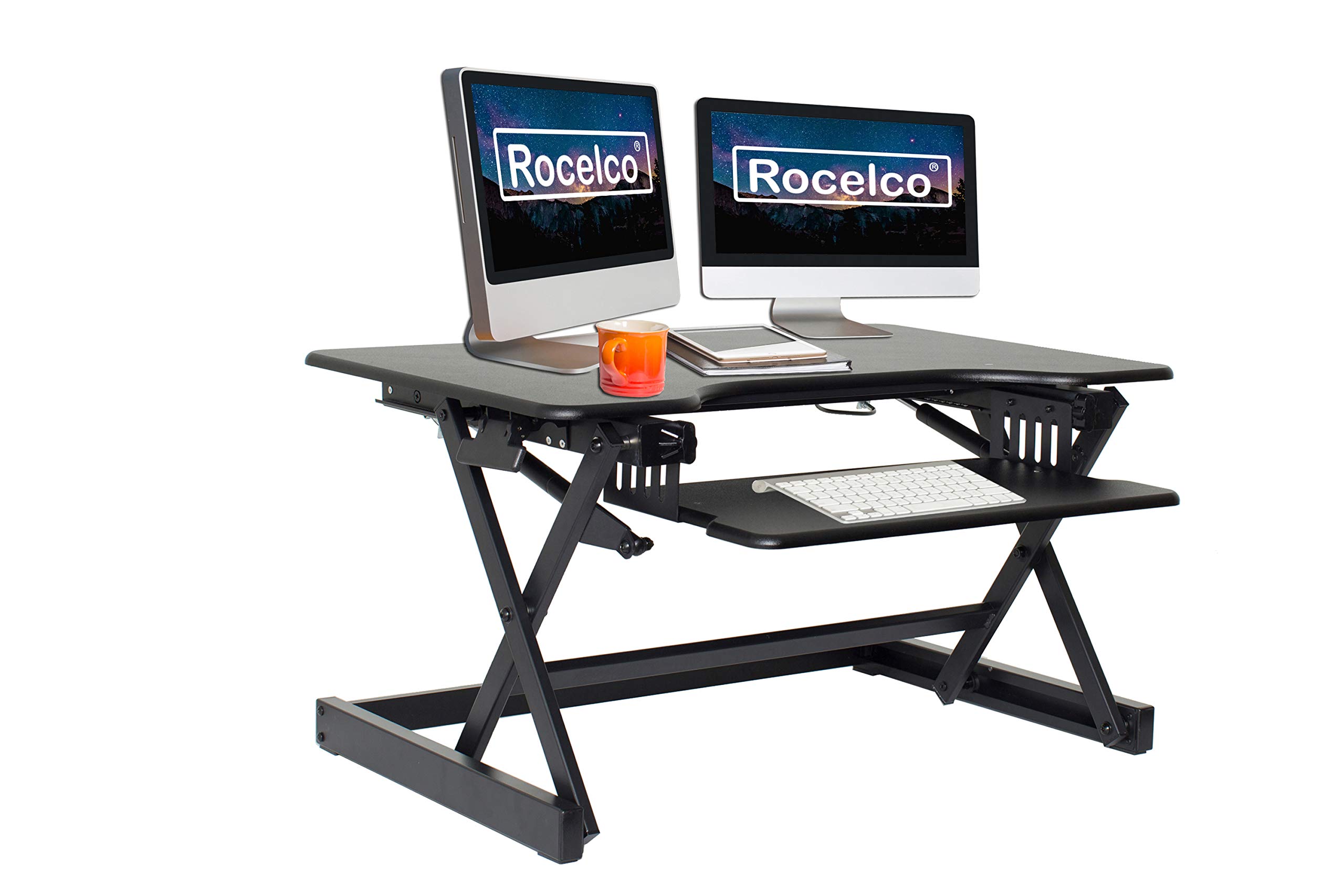 Rocelco ऊंचाई समायोज्य स्टैंडिंग डेस्क कनवर्टर