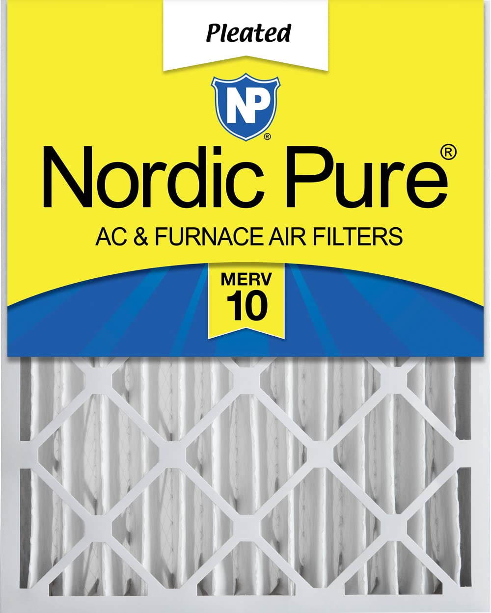 Nordic Pure 20x25x4 (3-5/8 वास्तविक गहराई) MERV 10 प्लीटेड एसी फर्नेस