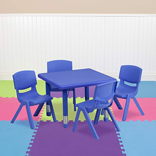  Flash Furniture 24'' वर्गाकार प्लास्टिक ऊंचाई समायोज्य गतिविधि टेबल सेट 4 कुर्सियों के...