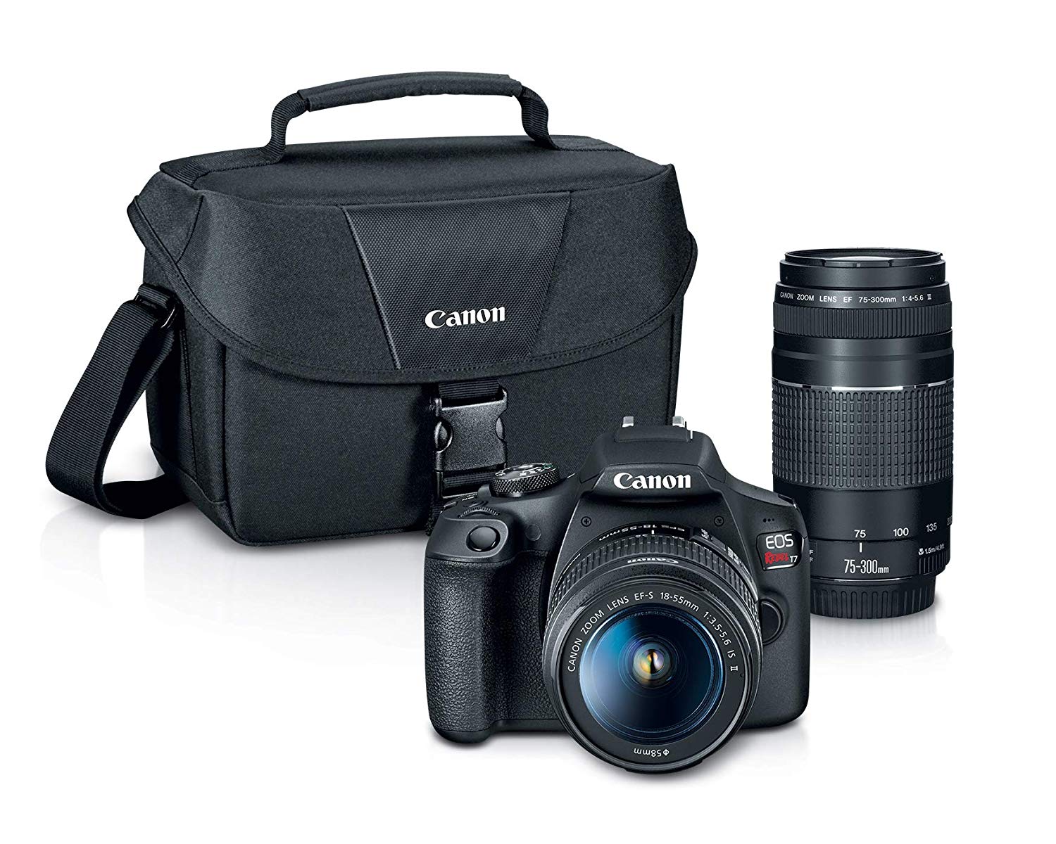 Canon USA कैनन EOS विद्रोही T7 24.1MP DSLR कैमरा EF-S 18-55mm f / 3.5-5.6 IS II Lens और EF 75-300mm f / 4-5.6 III लेंस के साथ