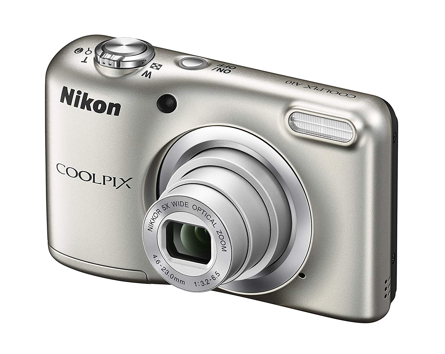 Nikon COOLPIX A10 16.1MP 5x ज़ूम NIKKOR ग्लास लेंस डिजिटल कैमरा - सिल्वर रीफर्बिश्ड